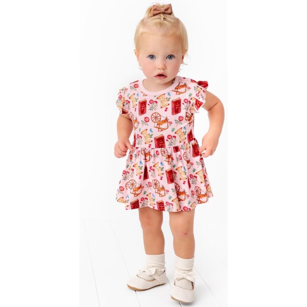 Little Crowns & Capes Bamboo Sleeping Beauty Pink Flutter Dress 18-24 Months